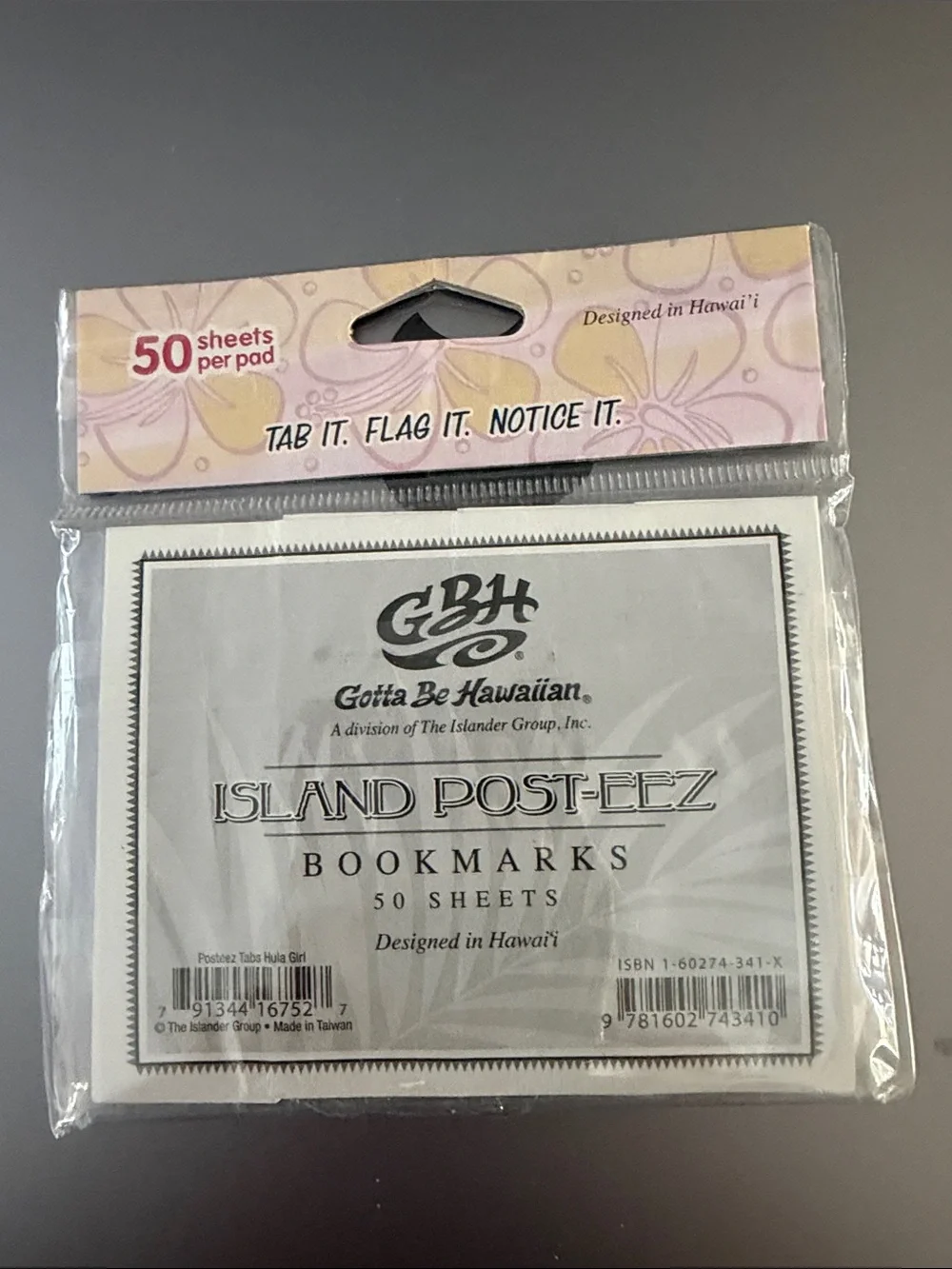 Hawaiian Floral Sticky Note & Tab Set - Blue, Pink, White